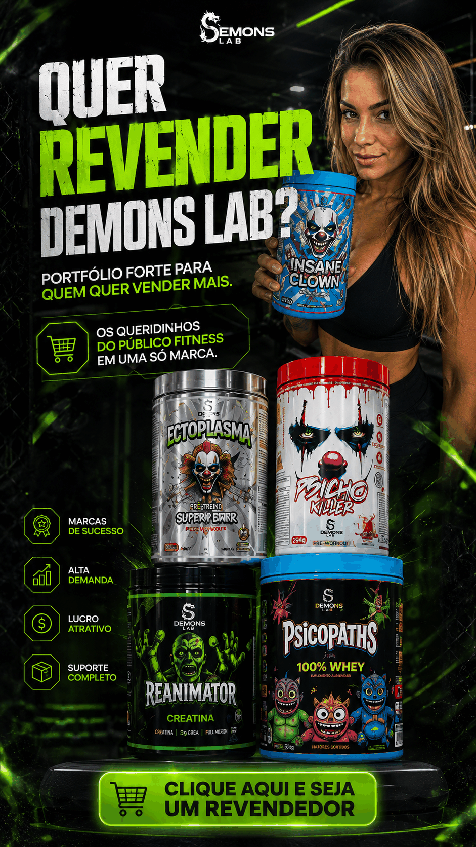 Anúncio de portfólio da Demons Lab